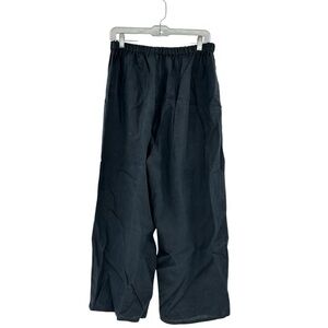 Flax 100% Linen Black Lagenlook Oversized Full Length Pants Size Medium